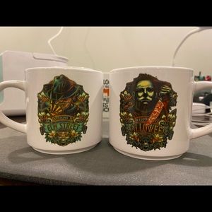 Halloween movie Freddy and Michael mug set